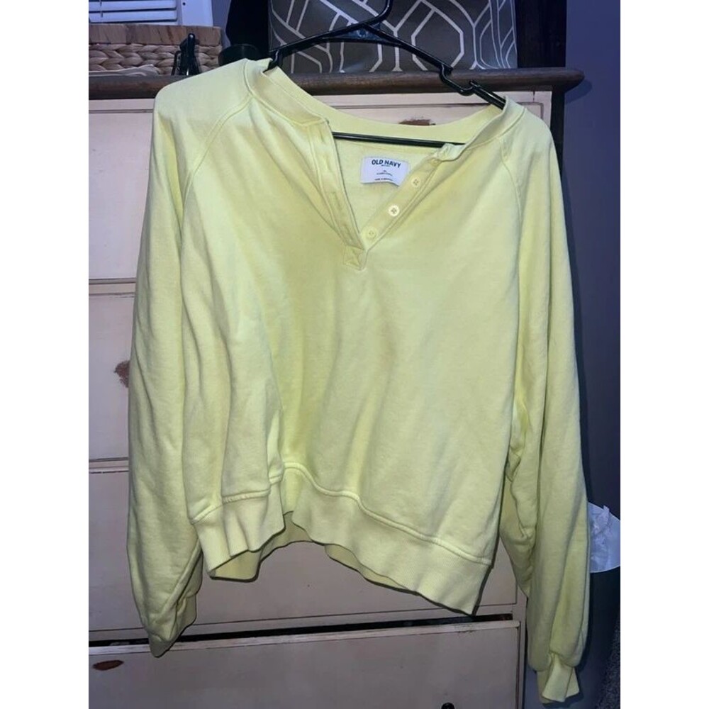 Old navy neon yellow Henley sweatshirt